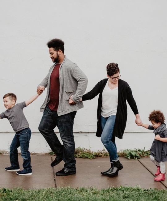 A family walking happily together